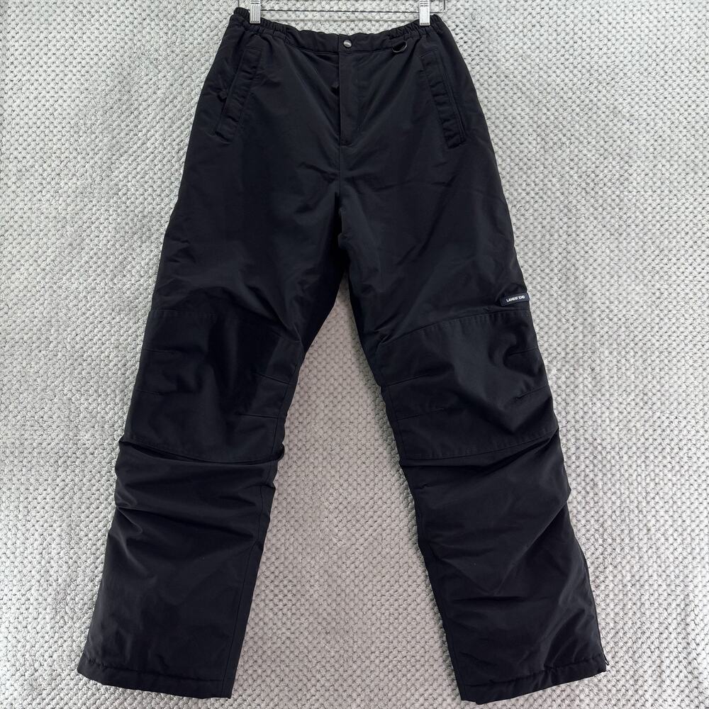 Lands' End Snow Pants Youth 20 Black Insulated Grow-A-Longs Winter Snow Ski